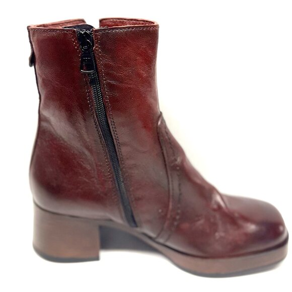 MIZ MOOZ SOFT LEATHER BOOTS SIDE ZIP WINE 37EU / 7US NEW Z-127 - Picture 4 of 5